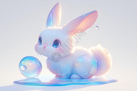 吹泡泡的小兔子图片