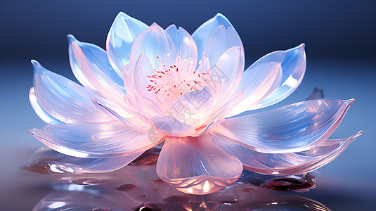 水中漂浮的透明花朵图片