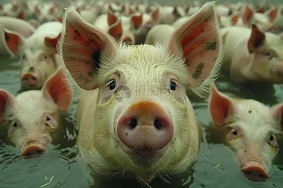 游泳的小猪图片