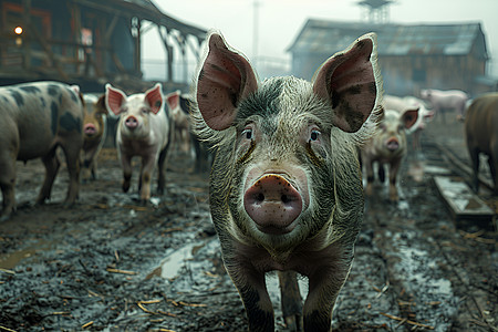 养殖场里的猪图片