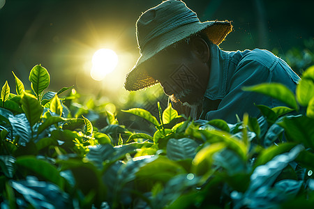 采摘茶叶的农民图片