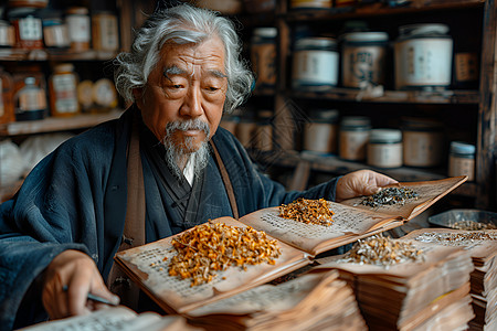 配伍中药的老中医图片