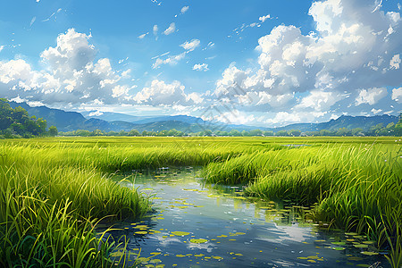 美丽如画的稻田风光图片