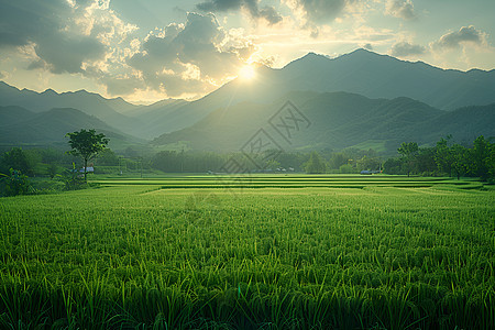 翠绿的稻田图片