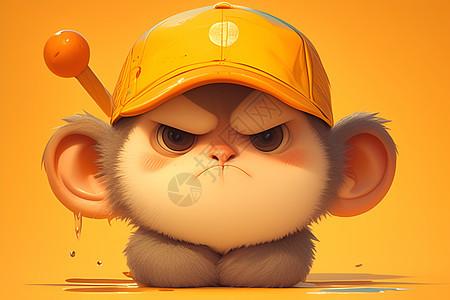 可爱猴子戴着棒球帽图片