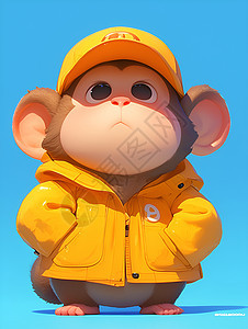小猴子穿着黄色夹克图片