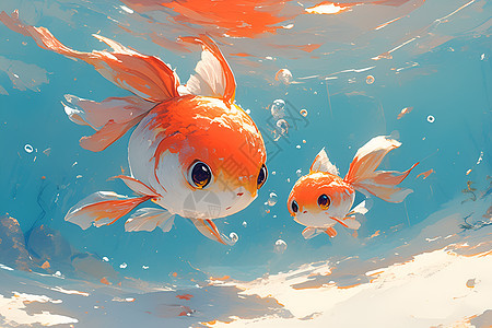 水中游动的金鱼图片
