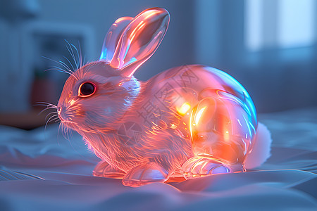 梦幻发光的兔子图片