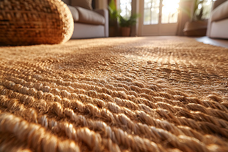 编织的麻绳地毯图片