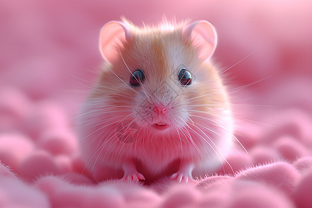 粉色毯子上的仓鼠图片