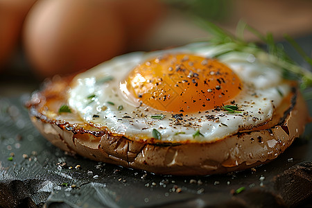 煎蛋早餐美味的蘑菇煎蛋背景