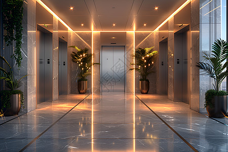 现代简约电梯大厅图片