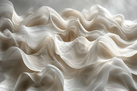 白色纱布堆叠的波浪图片