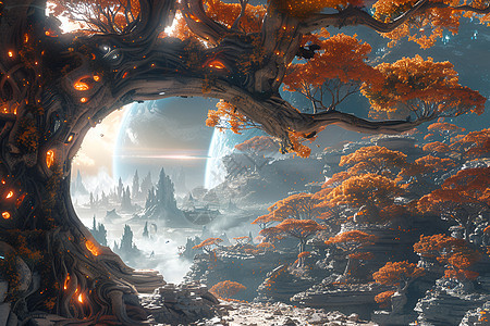 奇幻仙境里的大树图片