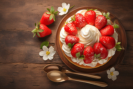 美味草莓奶油蛋糕图片
