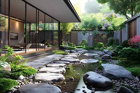 宁静的日式庭院图片