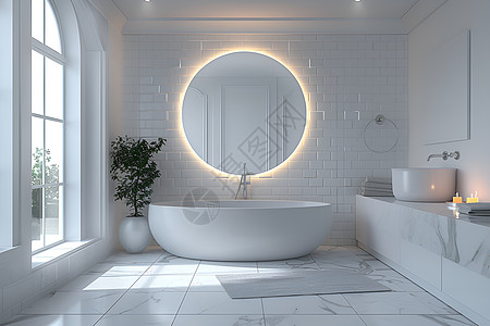 现代白色奢华浴室图片