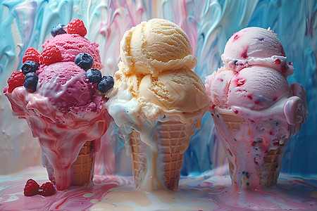 融化的冰淇淋图片