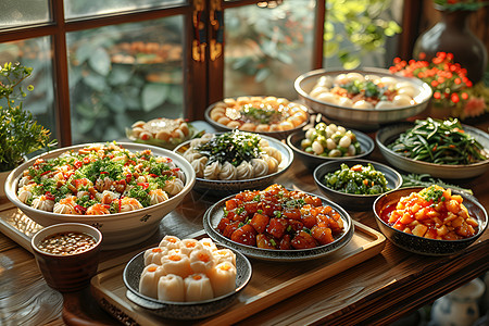 丰盛的中式菜肴图片