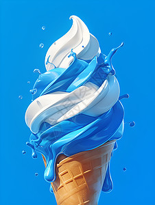 融化的双色冰淇淋图片