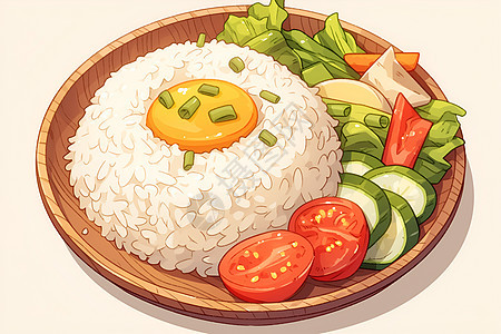 新鲜的蔬菜和米饭图片