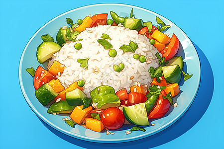 美味的米饭和蔬菜图片