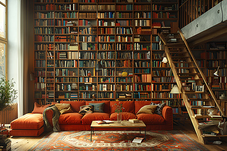 书架和沙发背景图片