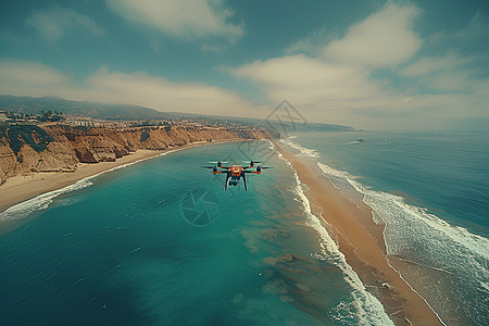无人机俯瞰海岸线图片