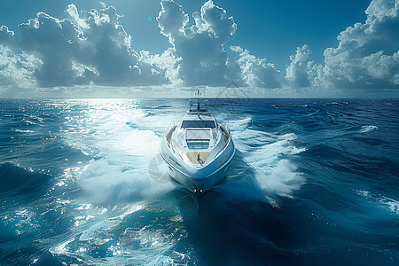 快艇在大海上行驶高清图片