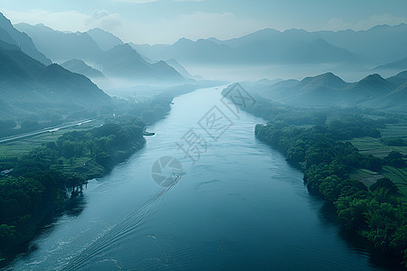 山谷间的江河图片