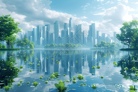 湖畔的智慧城市图片