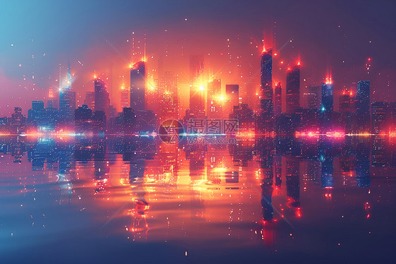 未来城市的光影图片