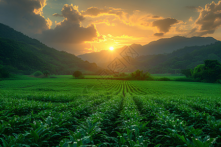 郁郁葱葱的田野图片