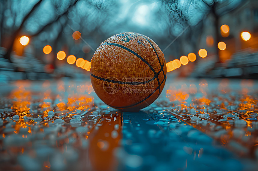 地面上的篮球图片