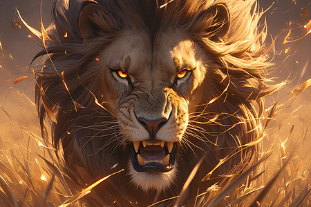 凶猛咆哮的狮子图片