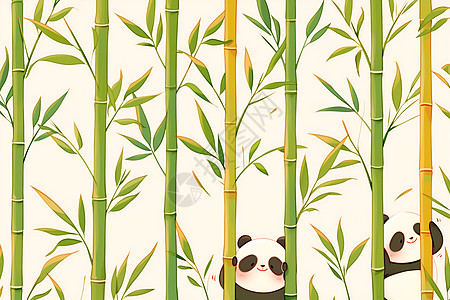 躲藏在竹子后面的熊猫图片
