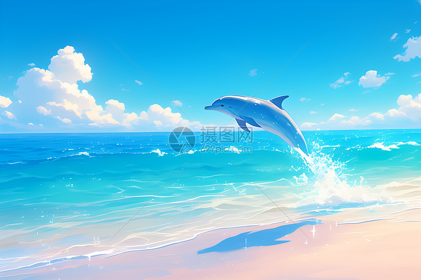 海豚在大海中跳跃图片