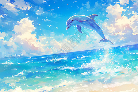 美丽的海豚插画图片