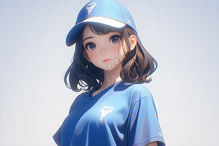少女戴着棒球帽图片
