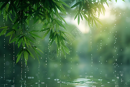 细雨中的竹林图片