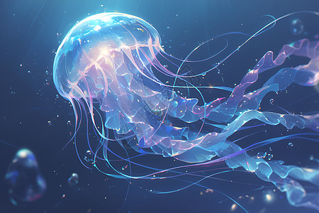 深海中飘浮的水母图片