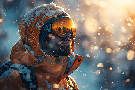 雪山上的男人图片