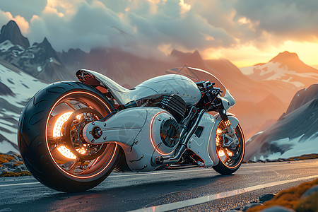 一辆氢动力摩托车图片