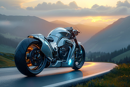 一辆氢燃料摩托车图片
