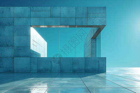 蓝天下的艺术馆建筑外墙图片