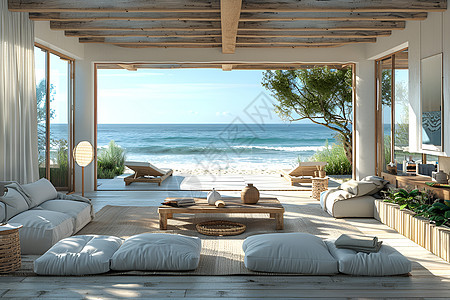海滩小屋中的沙发图片