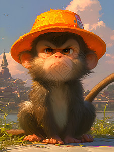 戴着帽子的可爱猴子图片