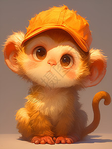 戴着帽子的可爱小猴图片