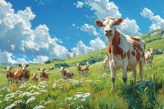 牧场里的牛群图片