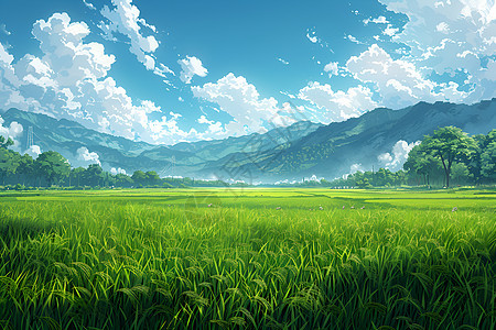 绿色的农业稻田图片